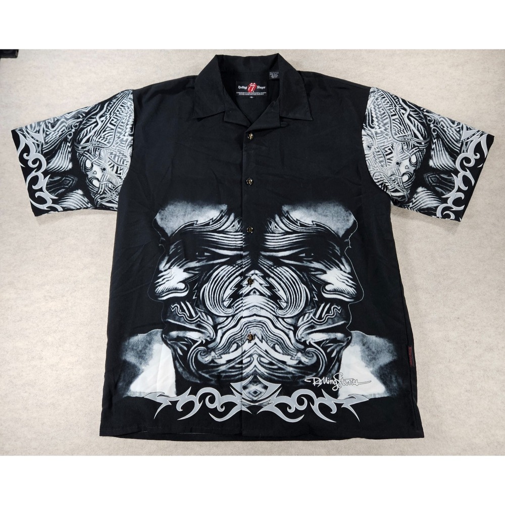 Vintage 2002 Rolling Stones Tattoo You Dragonfly Shirt Mens XL Button Up Y2K